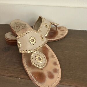 Jack Rogers Tan Sandals with Gold Accents